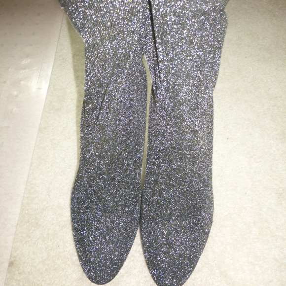 ALDO sparkly black gold soft metallic knit sock mid-ankle boots - Picture 8 of 9